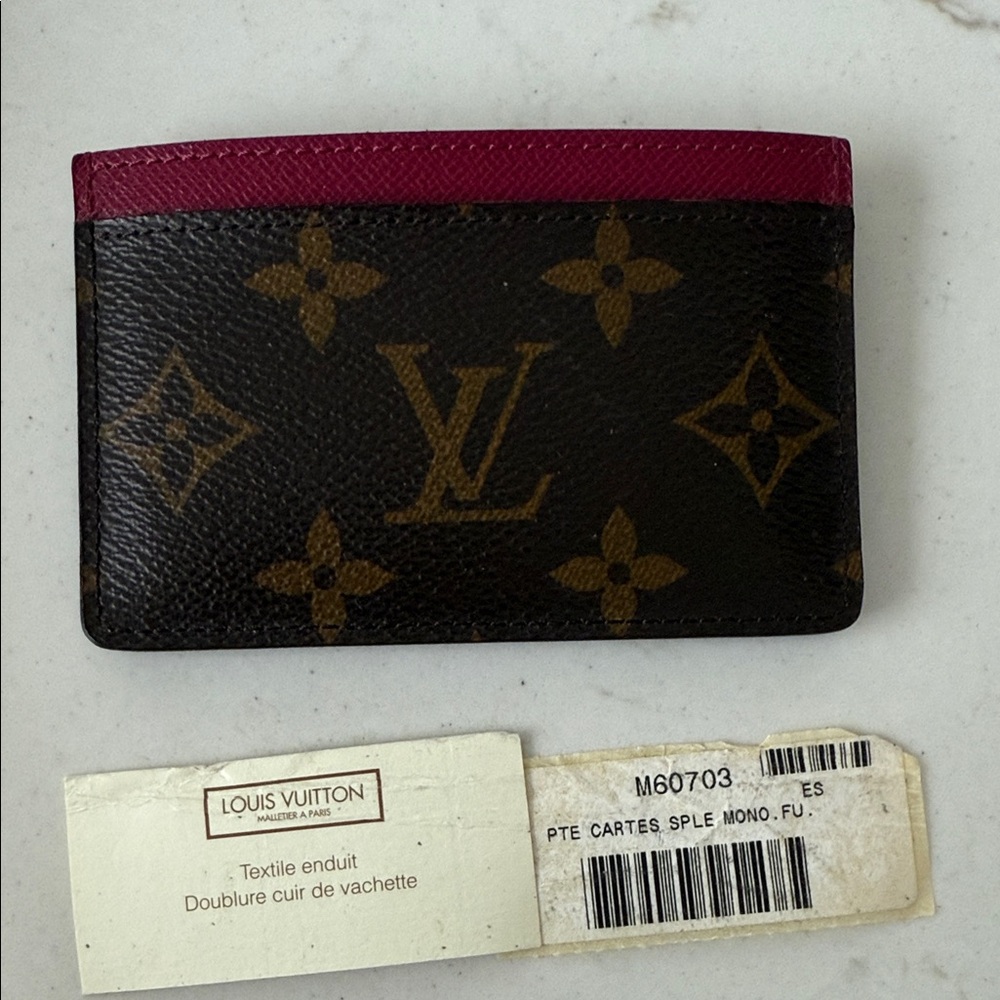 Louis Vuitton Brown and Red Monogram Card Holder